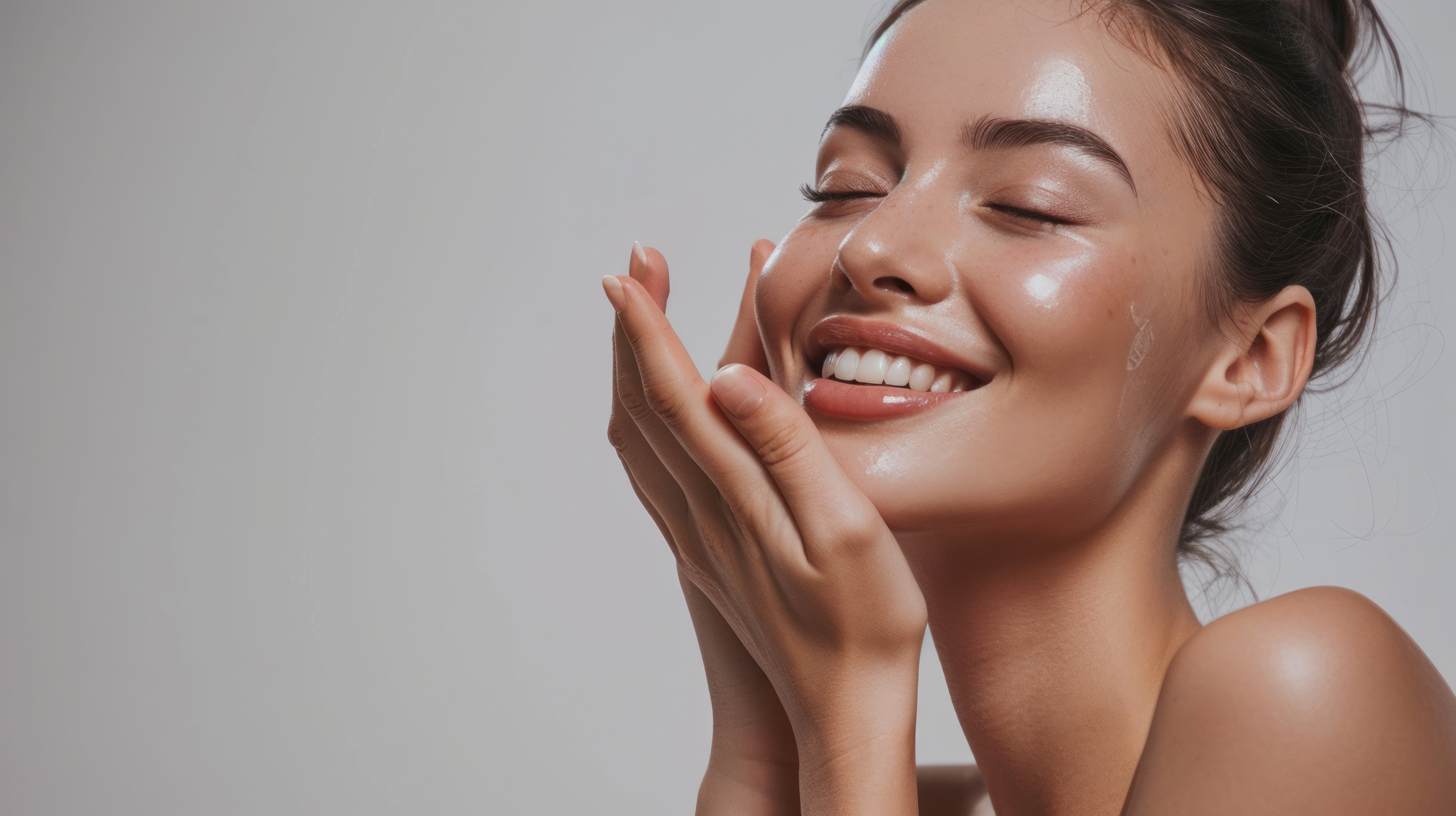Woman with radiant-looking skin