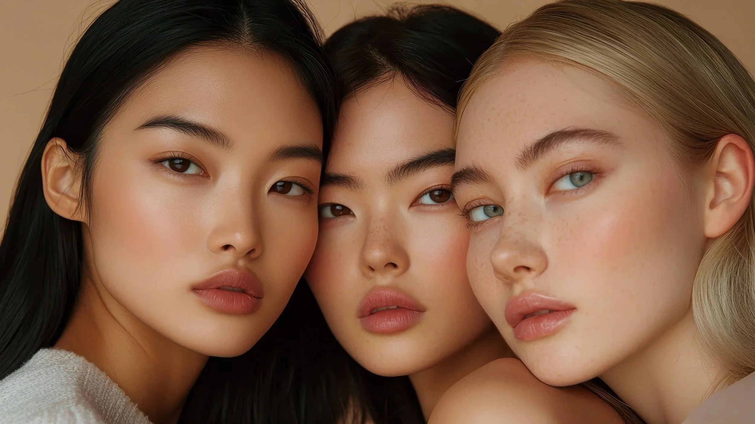 Three women celebrating their natural beauty
